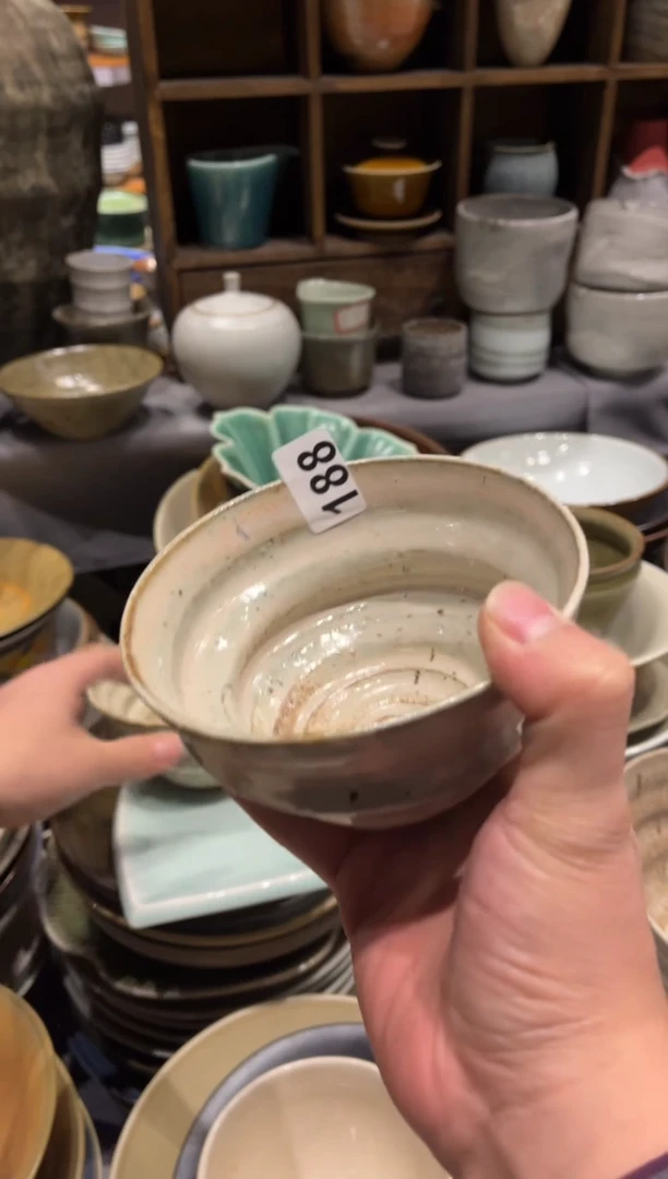 【闪购商品】瓷片188 粗陶燕麦螺纹斗笠米饭碗1个