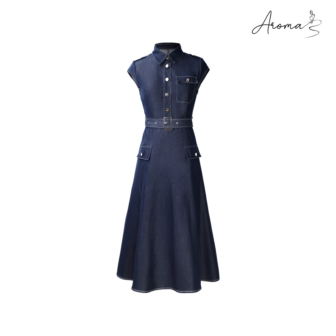 【风情牛仔】夏季气质优雅高端婚礼重工设计N牛仔感女装连衣裙YJ005