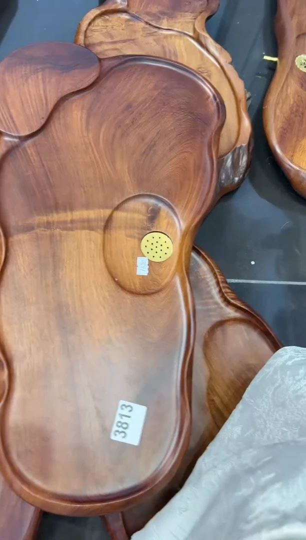 【闪购商品】大果紫檀（缅甸花梨）茶盘3813