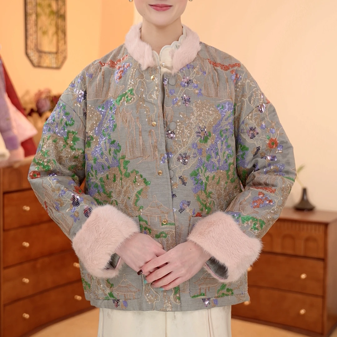 青岚缀锦｜新中式百搭女士时尚复古气质国风上衣外套-6441