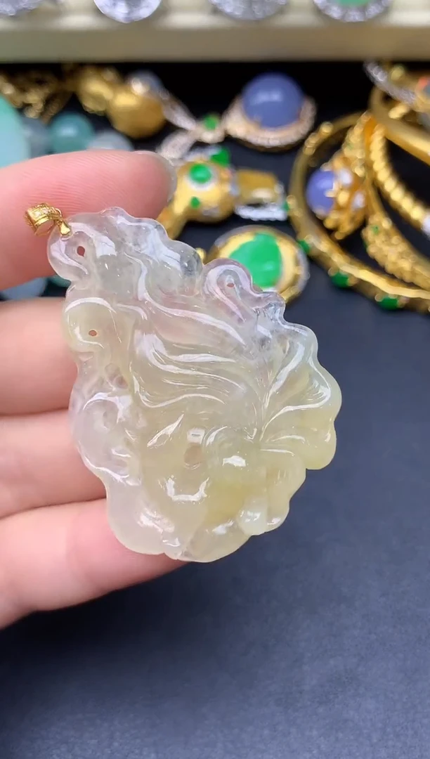 颈饰18K金镶嵌翡翠174-雪姐翡翠天天见