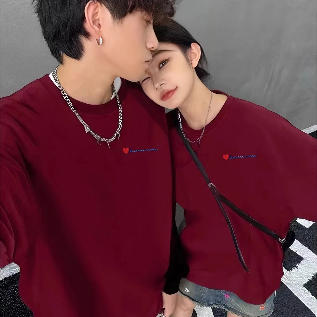 【两件装】酒红色情侣装卫衣秋冬款2026新款百搭圆领超火潮牌外套装