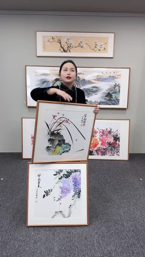 国画室雅兰香+紫气东来60*60