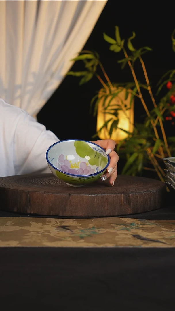 碗景德镇手工手绘高温釉下彩可进蒸箱烤箱微波炉洗碗机