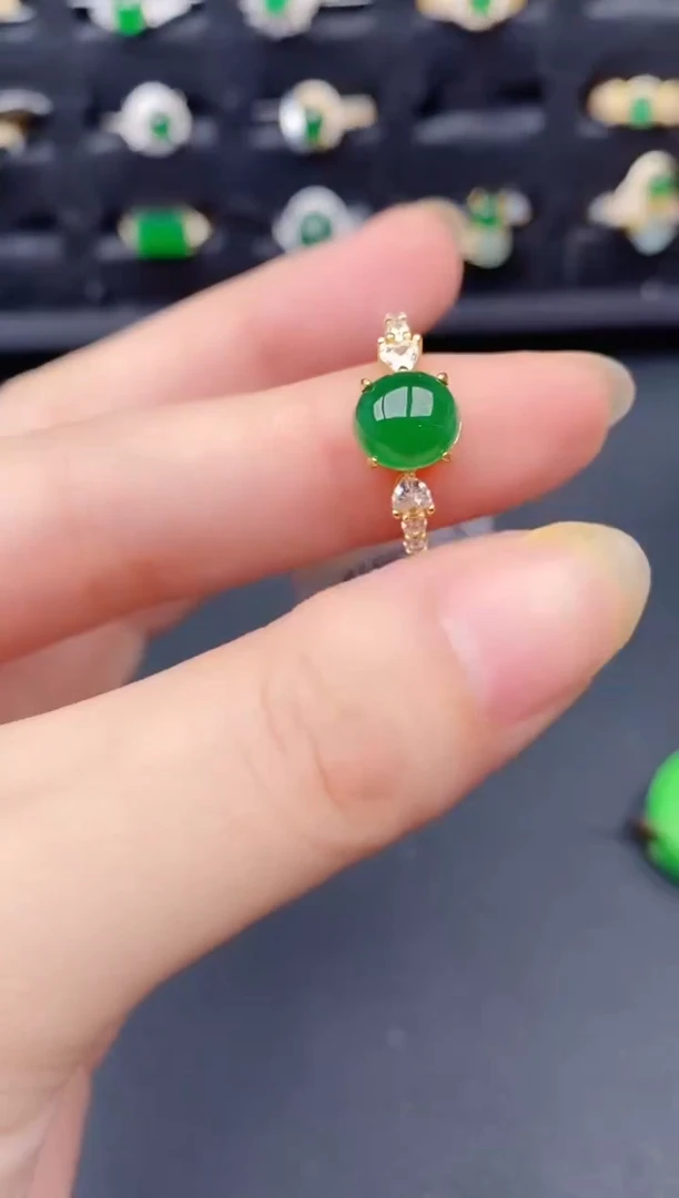 银S925镶嵌戒指翡翠天然a货翡翠40