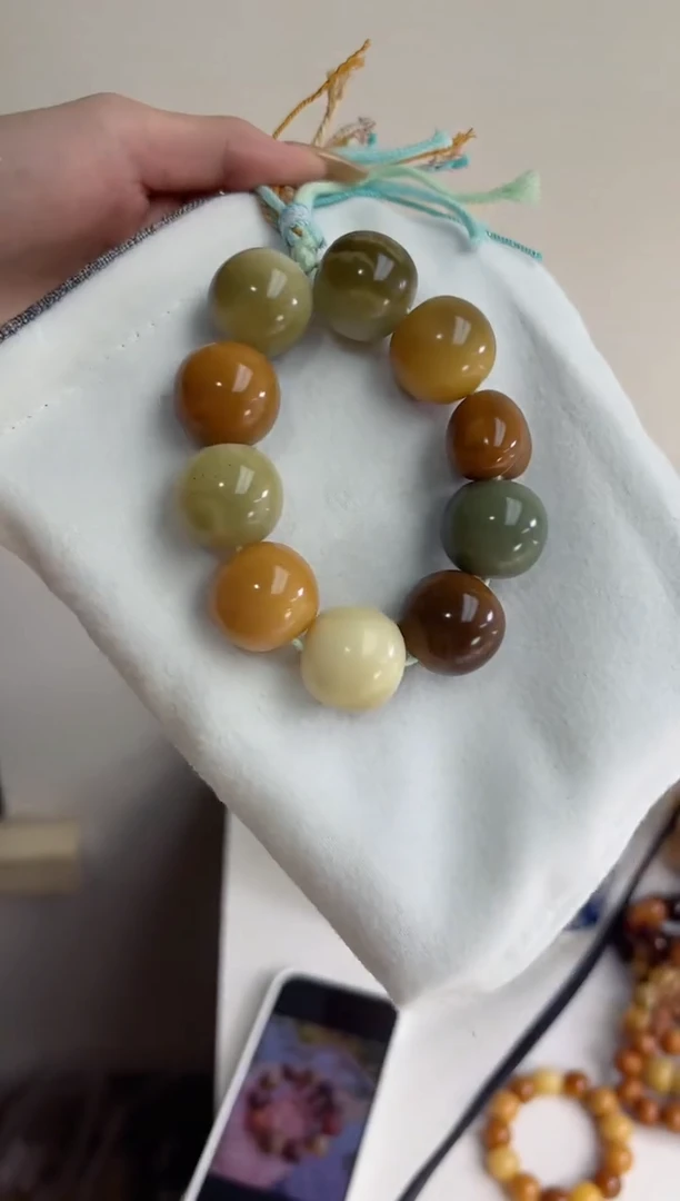 手串菩提根/象牙果干磨苹果23mm+象牙果风化爱心手持瑕疵不补