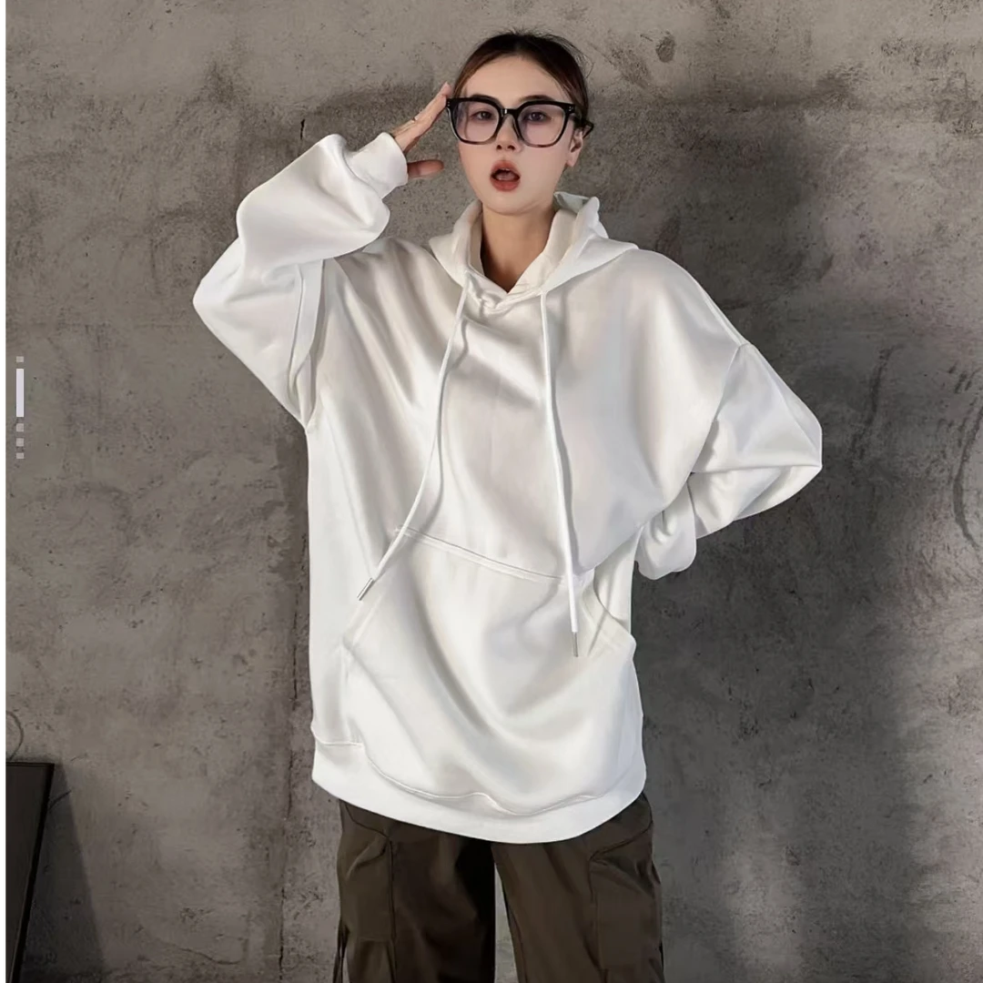 2024年新款宽松加绒秋冬卫衣男士长袖休闲情侣连帽潮流加厚ins