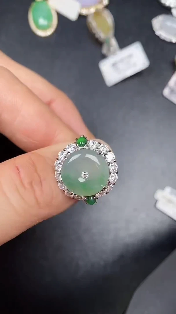 银S925镶嵌戒指翡翠3990