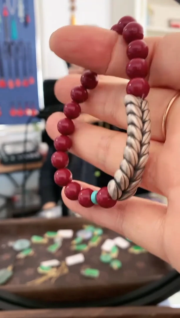 天然辰砂麦穗手串