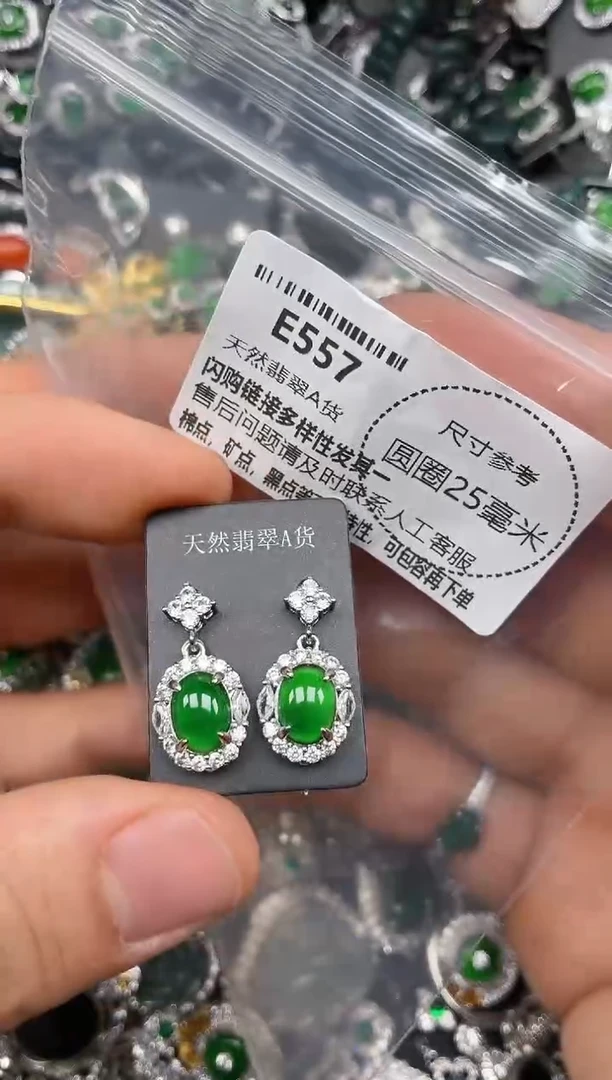 颈饰未镶嵌翡翠E557耳钉