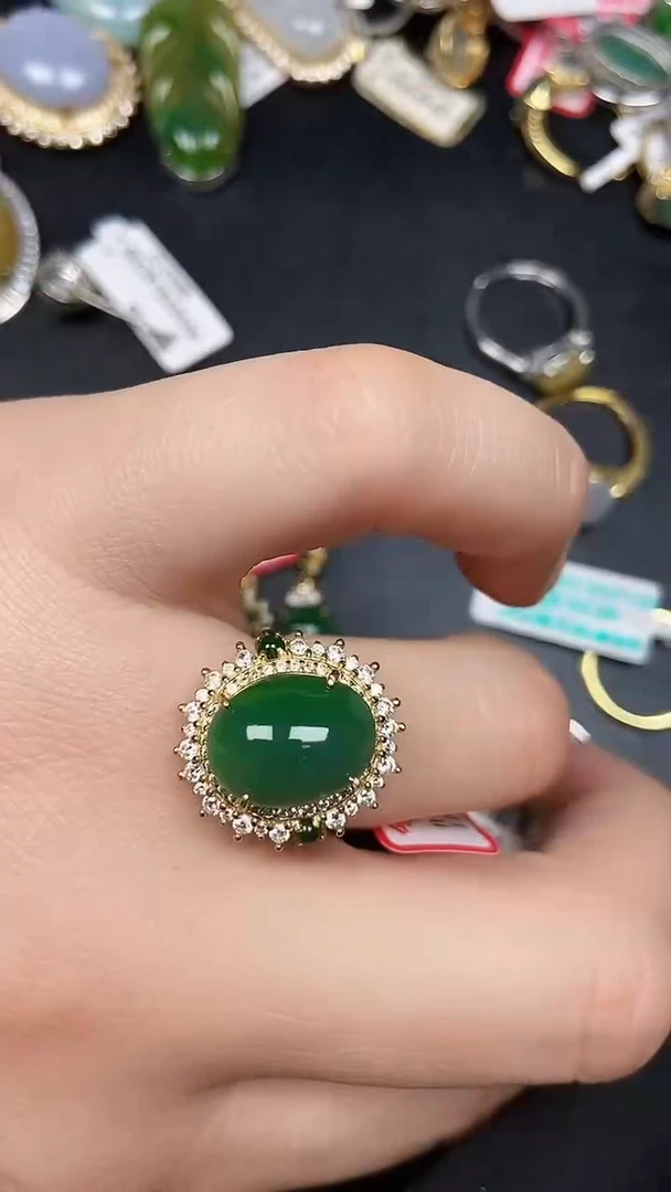 银S925镶嵌戒指翡翠2840