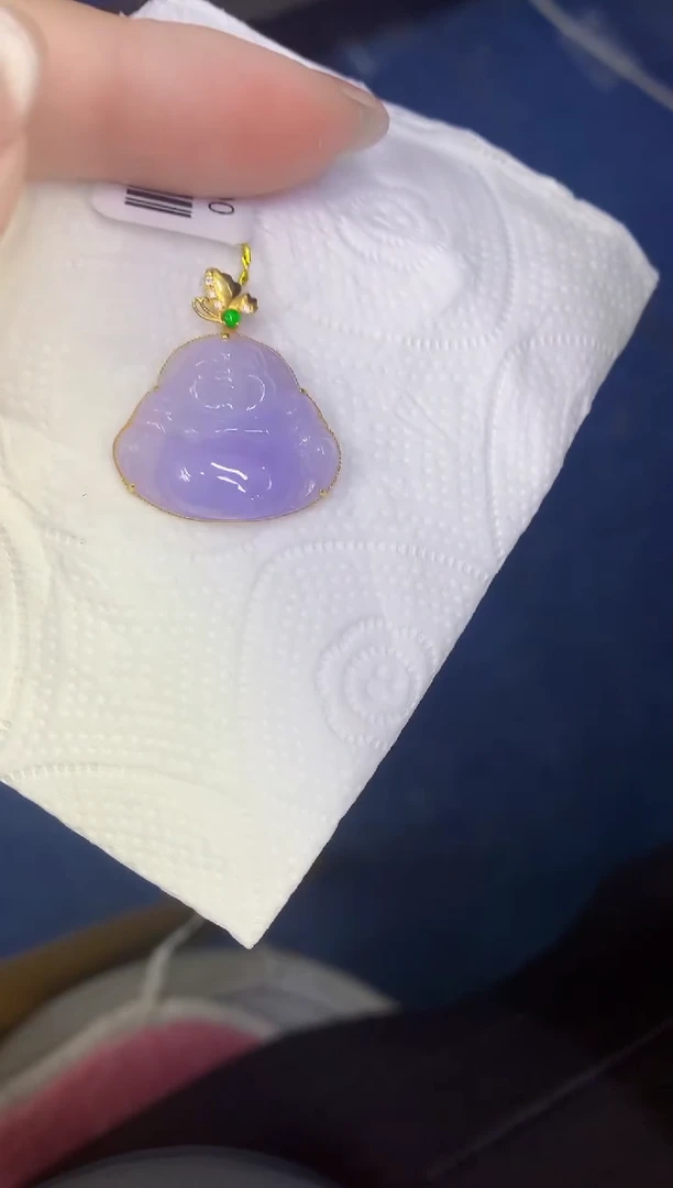 颈饰18K金镶嵌翡翠缅甸天然翡翠A货935