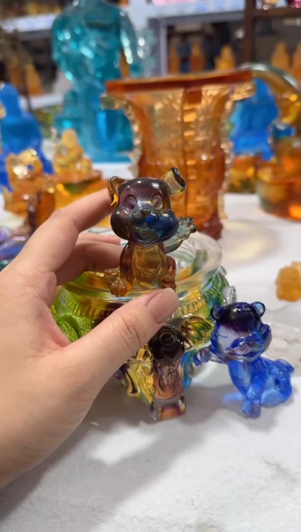 琉璃手工艺品狗狗摆件