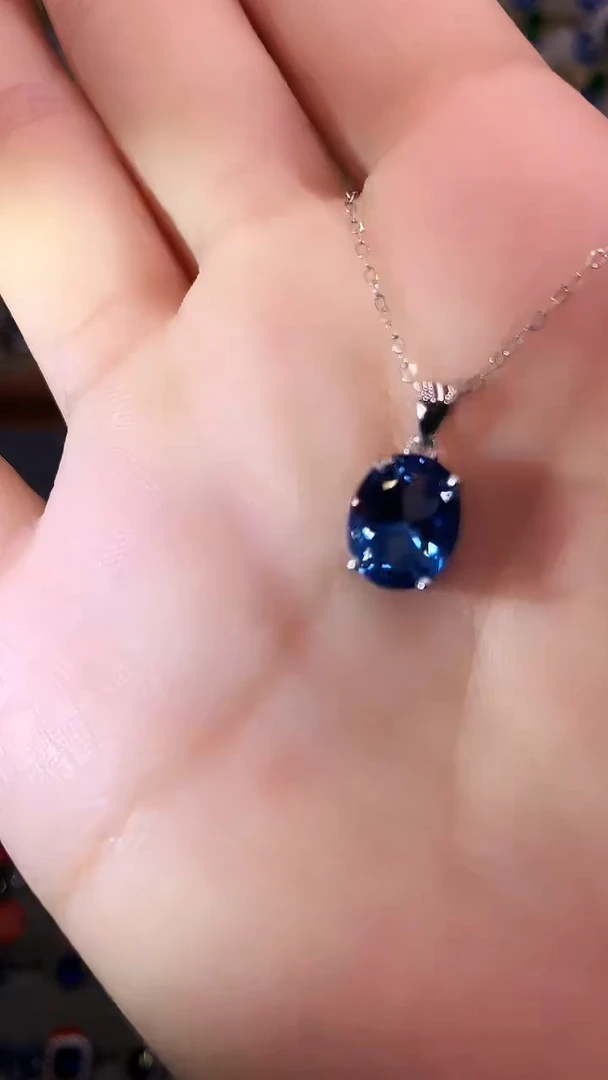 海蓝宝石吊坠(赠链)银S925镶嵌.......