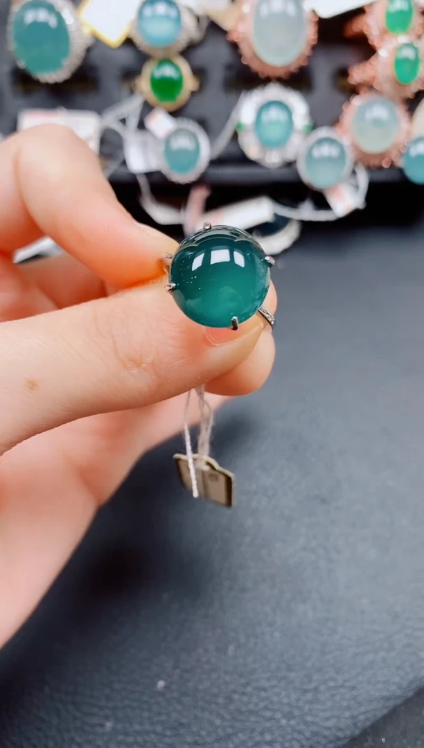 银S925镶嵌戒指翡翠翡翠