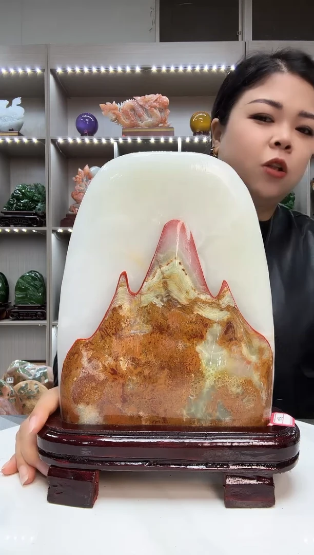 未镶嵌蛇纹石玉珠宝奇石石头雕刻家居装饰品礼品高档摆设