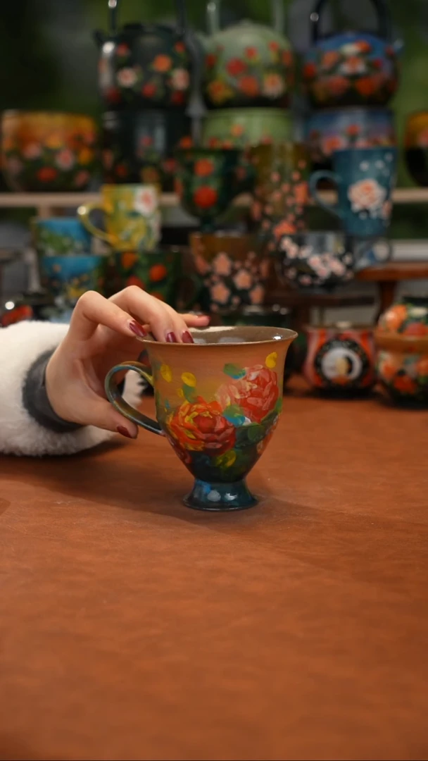 紫砂油画手绘釉下彩