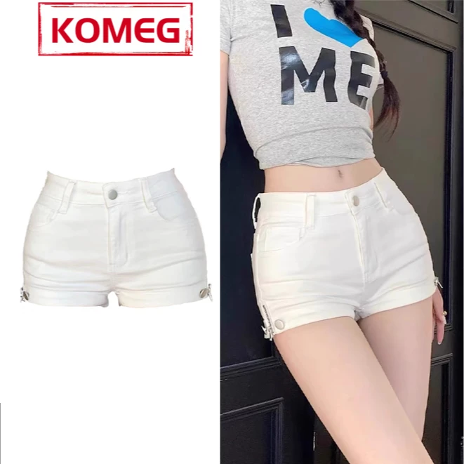 KOMEG 腿精夏日 小众侧边拉链紧身牛仔短裤修身显瘦包臀热裤