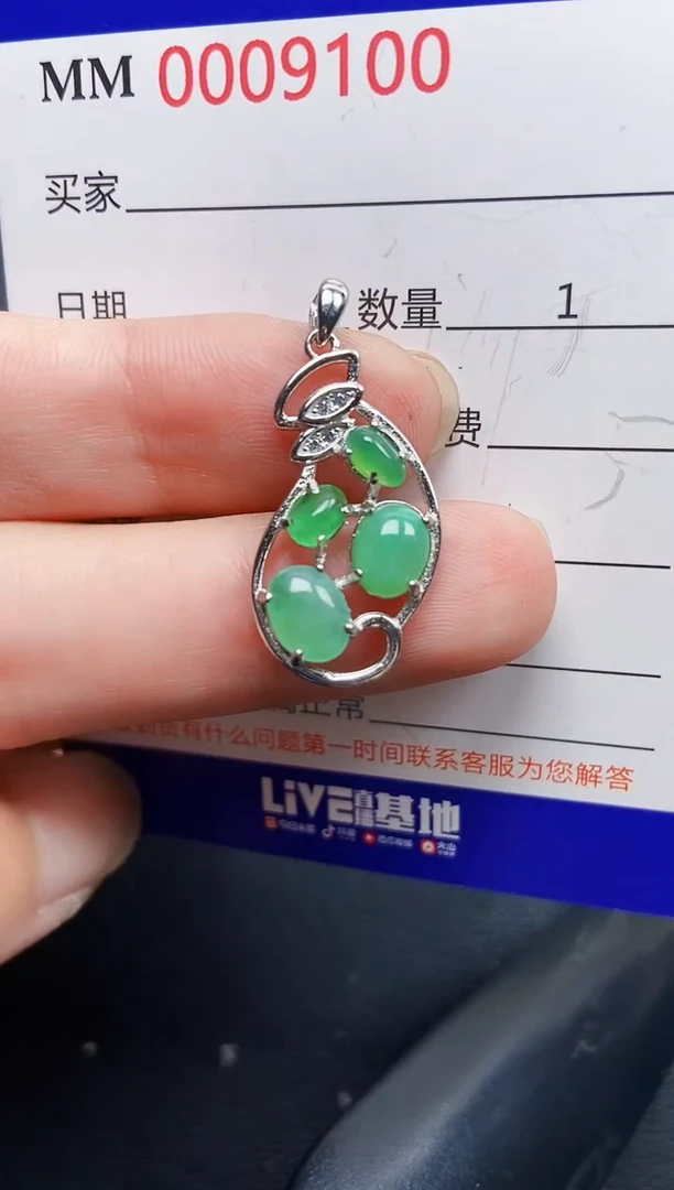 翡翠银S925镶嵌颈饰9100