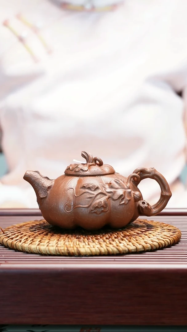 茶壶紫砂老红泥 南瓜壶 190cc