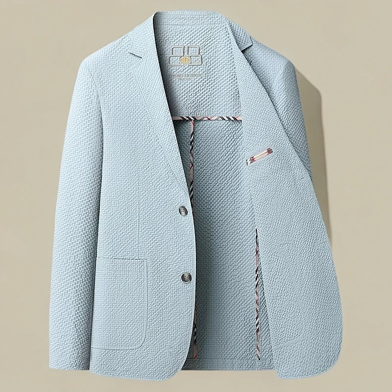 男装新款男士纯色西服薄款百搭美式商务单层外套春款休闲西装男