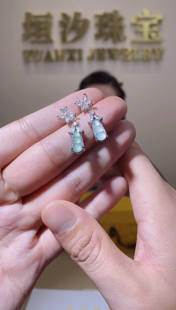 【闪购商品】翡翠颈饰合金天然A货翡翠耳钉（多样性发一）