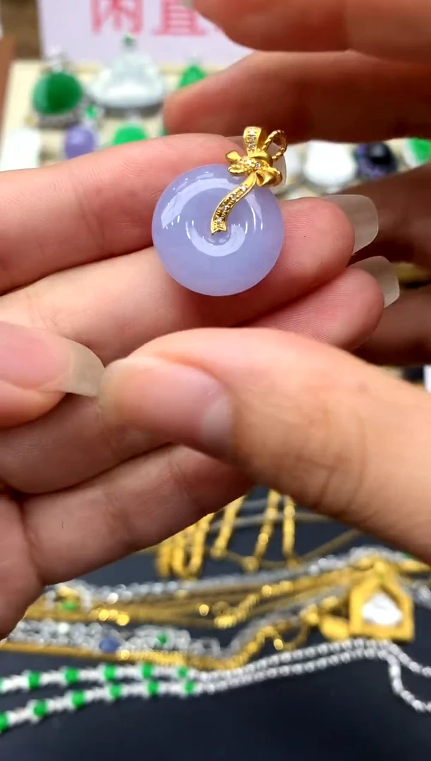 颈饰18K金镶嵌翡翠406-中国好珍宝