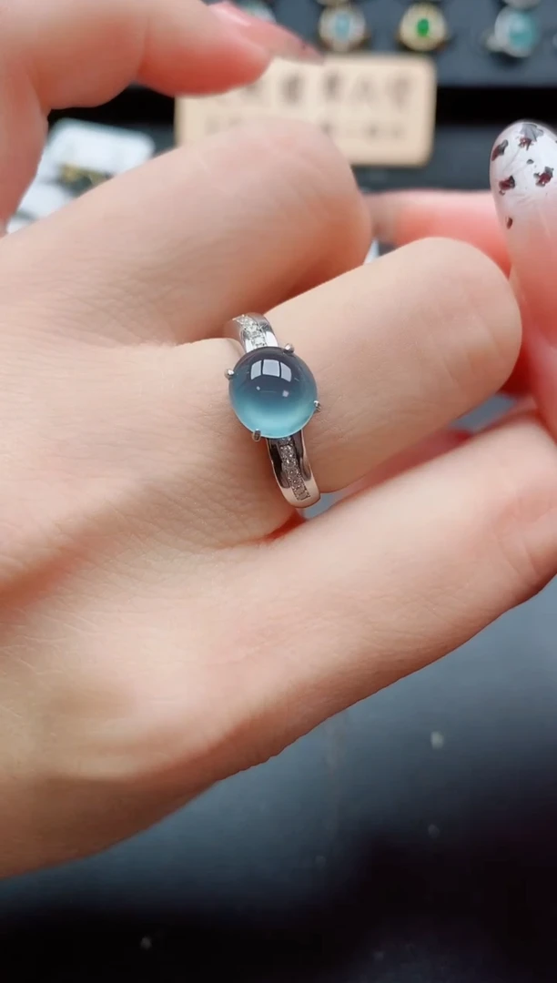 银S925镶嵌戒指翡翠1