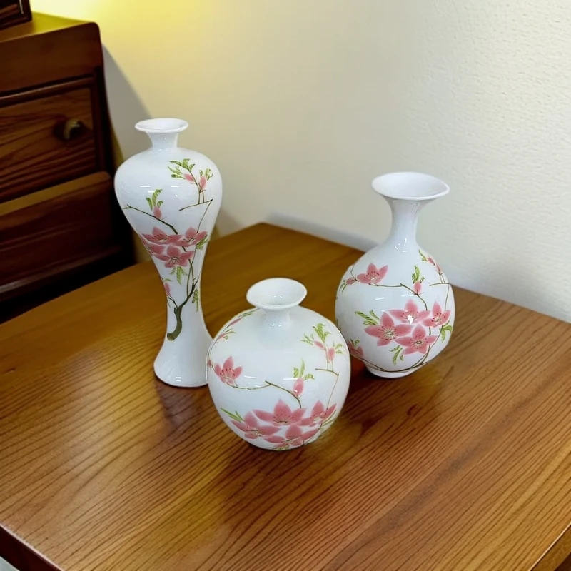 景德镇古典水点桃花陶瓷小摆件