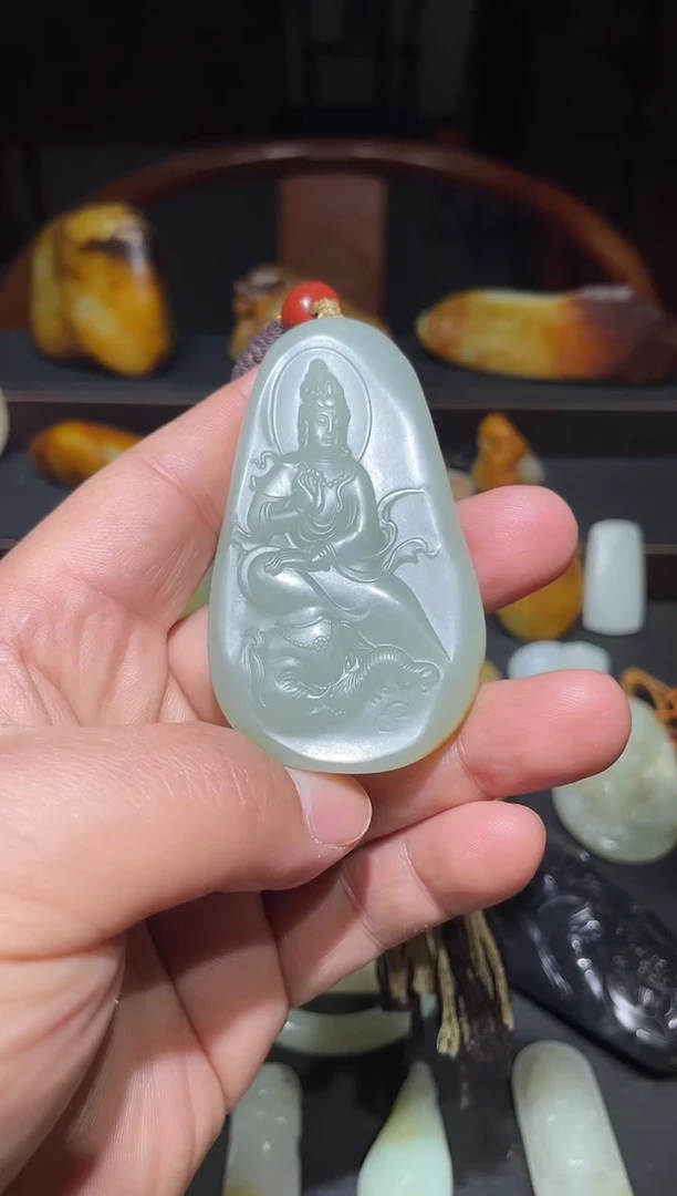 吊坠(不含链)未镶嵌和田玉和田玉普贤菩萨