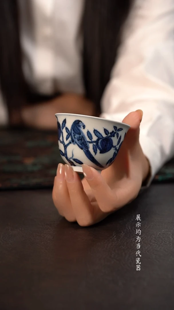 研山琢器鹦鹉铃铛杯