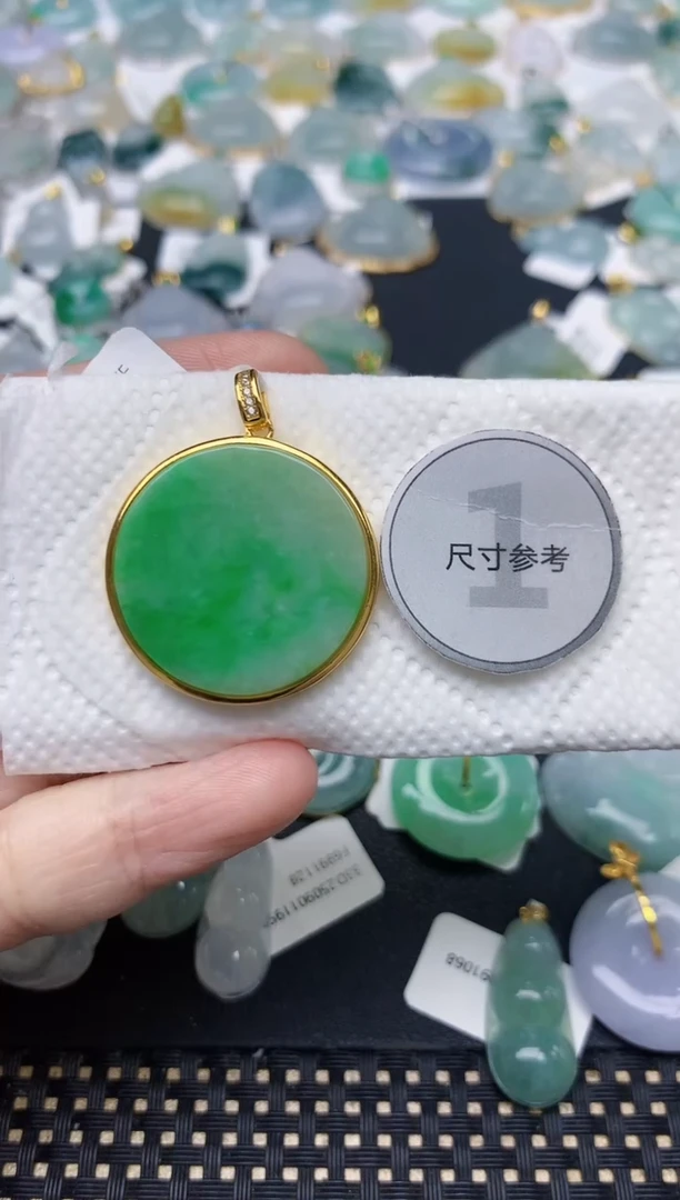 颈饰银S925镶嵌翡翠天然缅甸A货翡翠