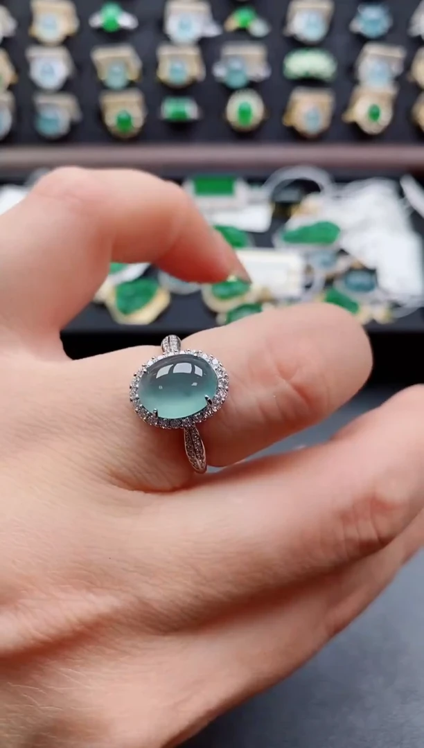 银S925镶嵌戒指翡翠1