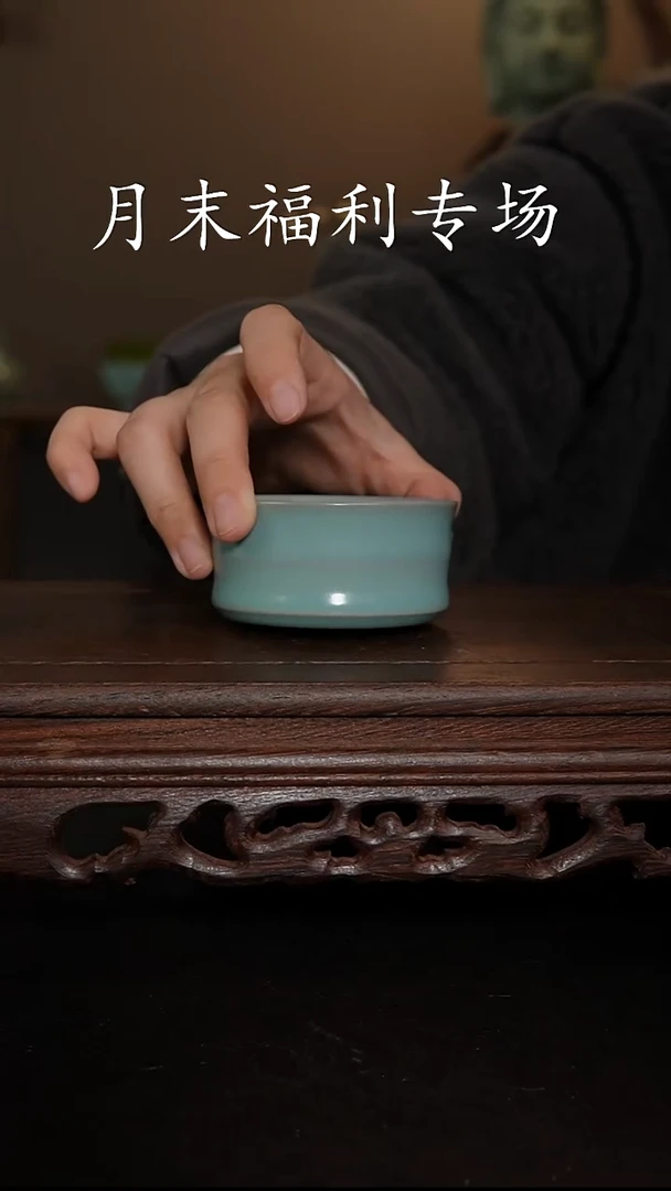 摆件瓷仿古手工竹节杯