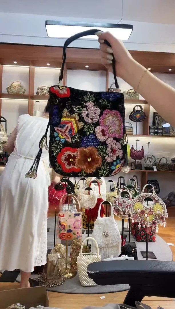 织物13手工珠珠包包腋下斜跨包手拿包手提晚宴包