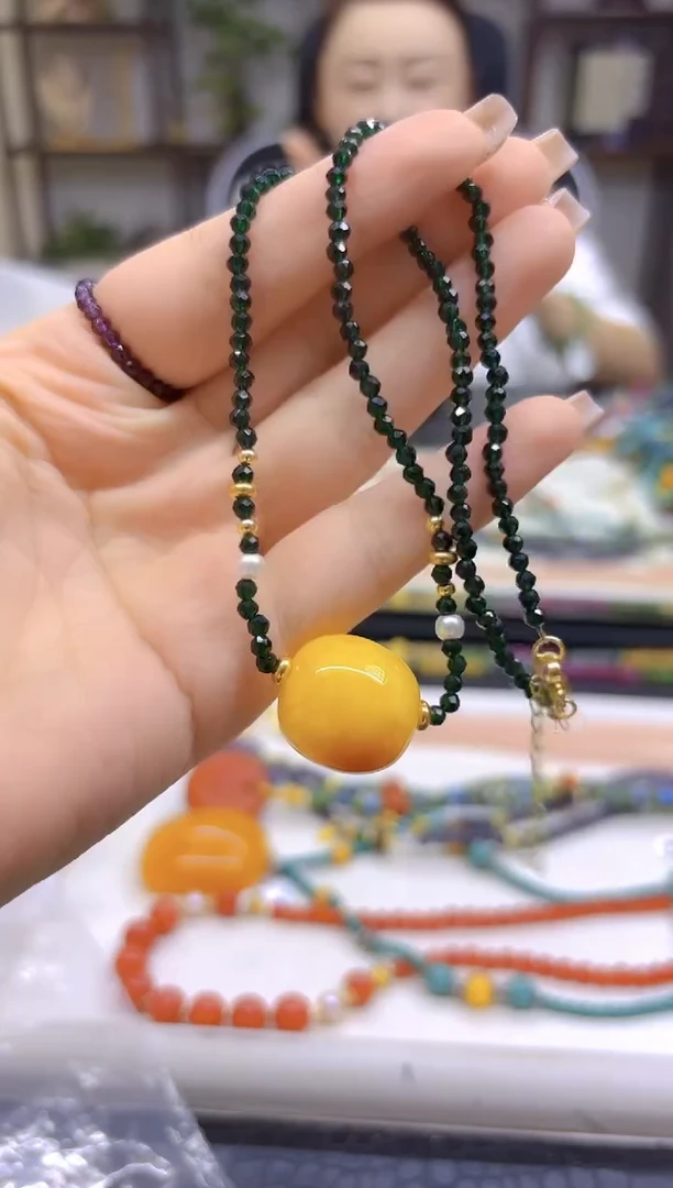 未镶嵌项链蜜蜡DIY款XQ11