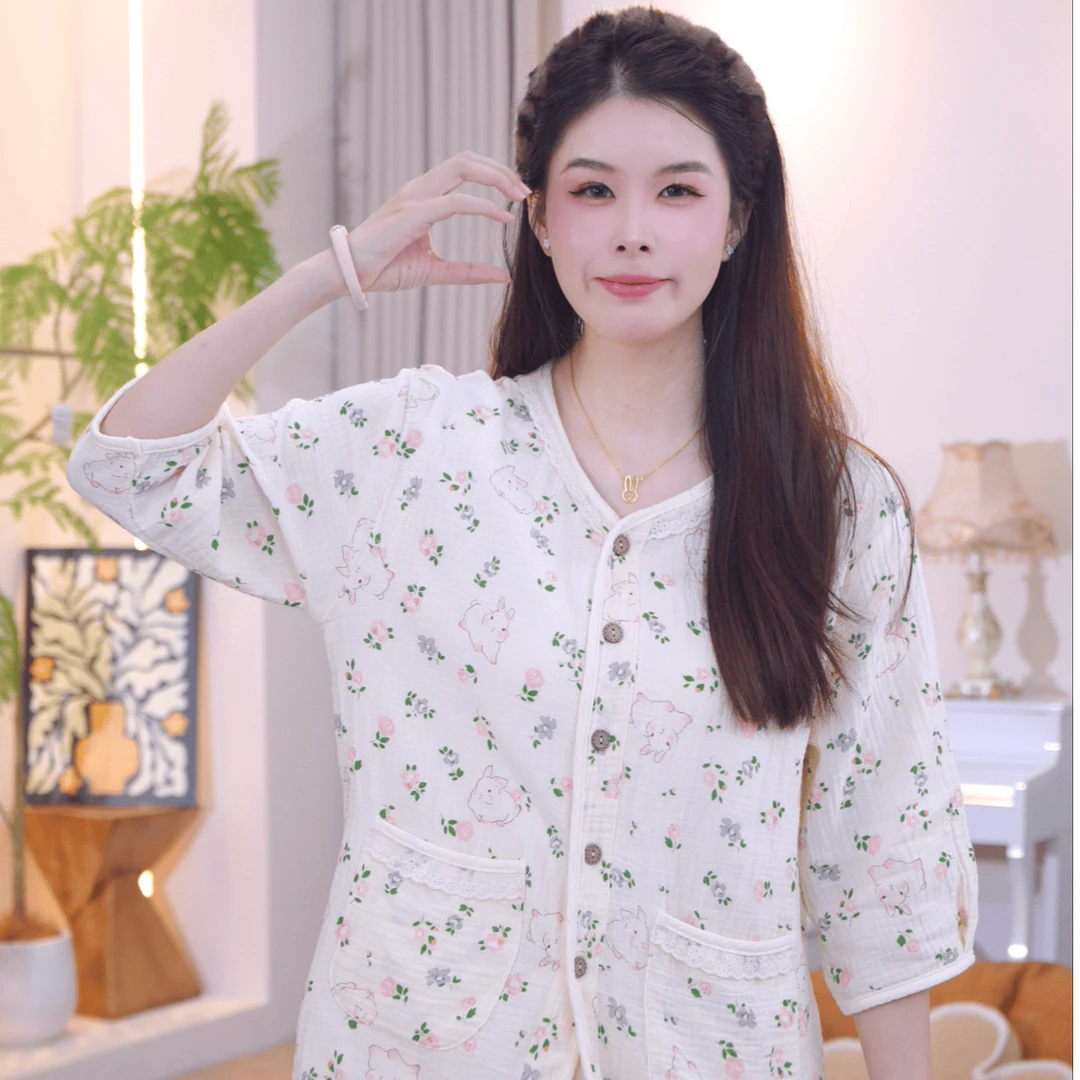 【纯棉时代】2025夏款女士舒适纯棉睡衣家居服薄款AYR