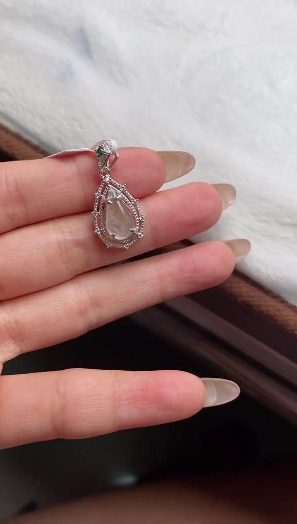 翡翠戒指银S925镶嵌天然A货翡翠