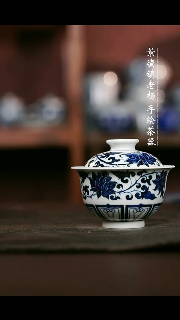微瑕福利手绘高温现代瓷 气 缠枝莲 大布袋150c