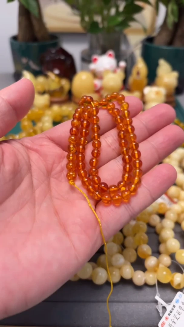 手串琥珀未镶嵌p1小年份特价条珠 7.5克5+mm