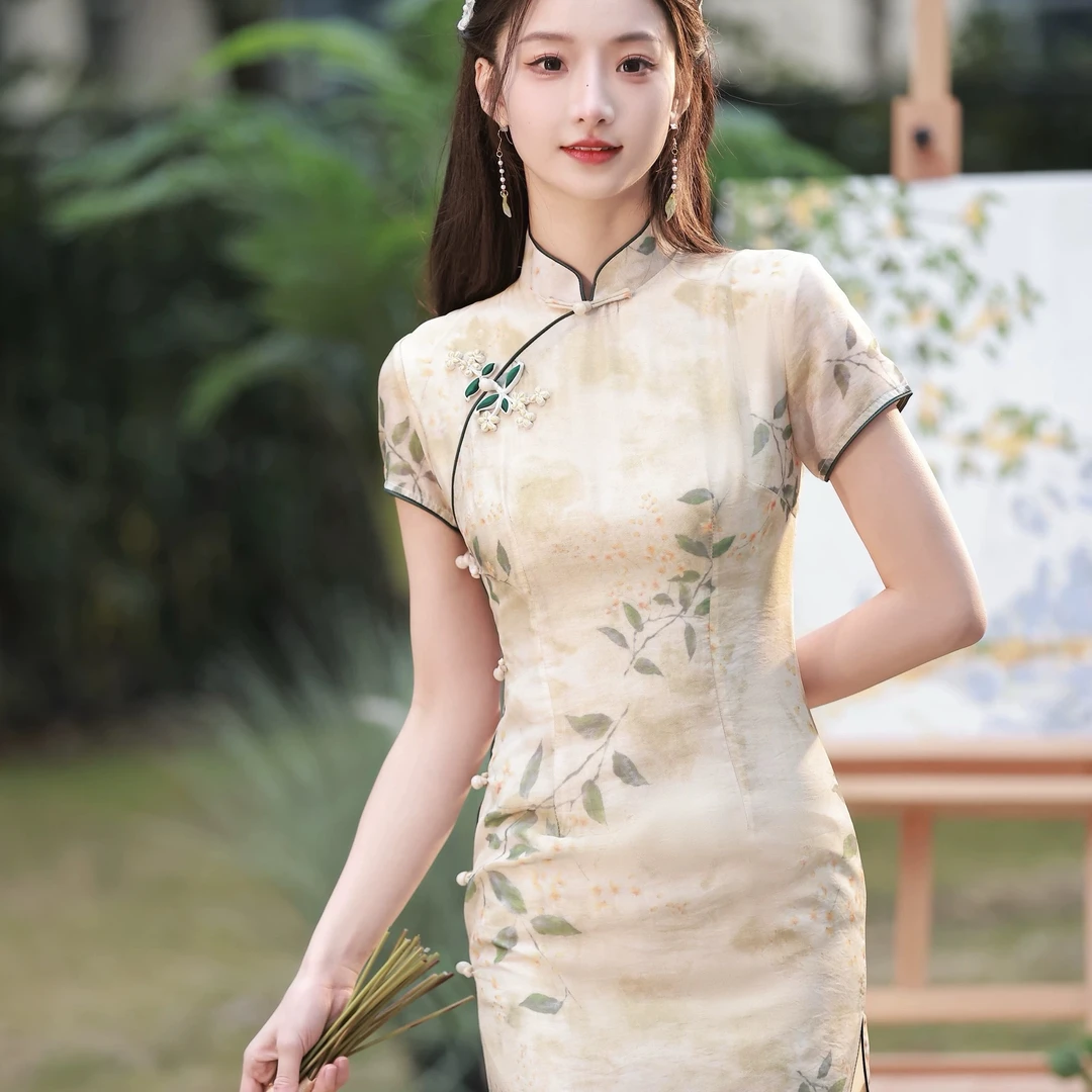 揽风华【碎金】温柔飘逸国风新中式旗袍日常204