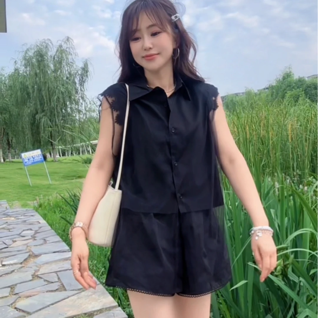 YX七SY 20250603新款网纱衬衣假两件气质显瘦时尚百搭