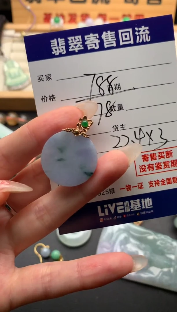 翡翠18K金镶嵌颈饰10136179