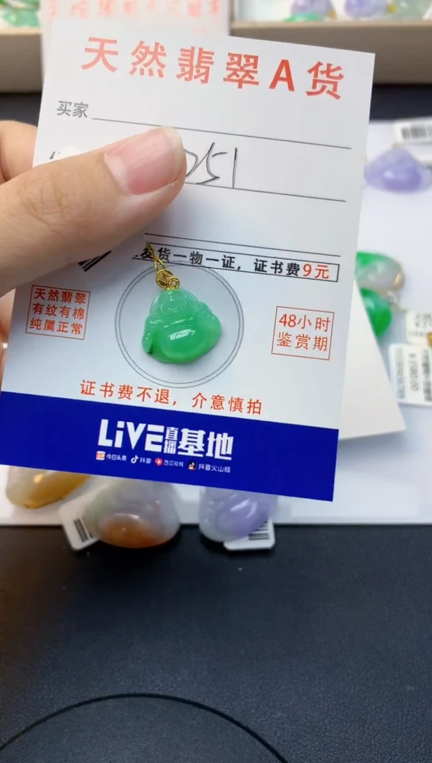 颈饰18K金镶嵌翡翠天然缅甸A货翡翠百元以上9元证书费自理