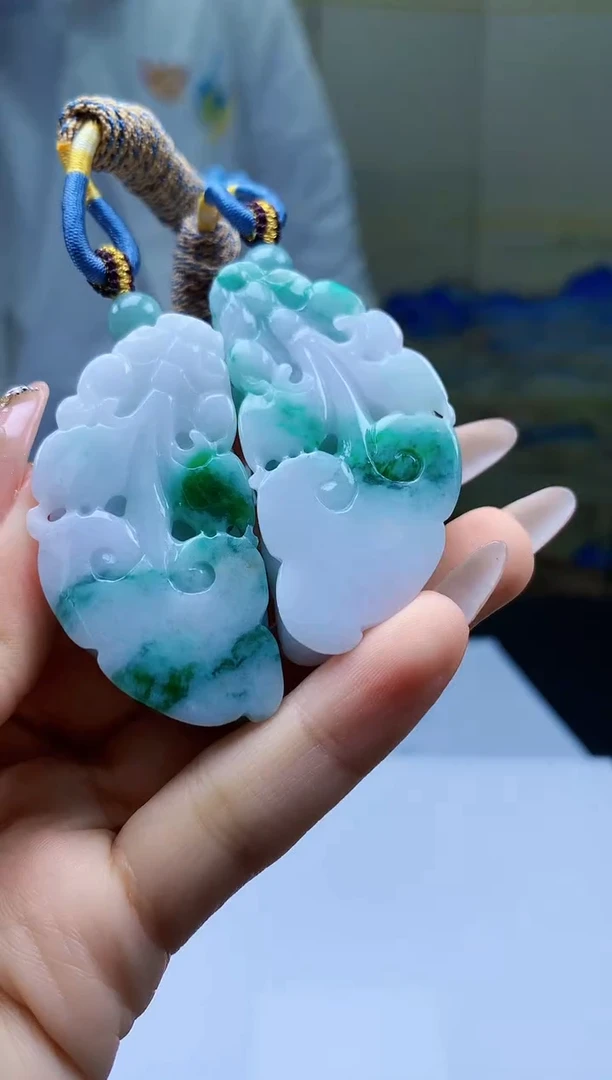 【闪购商品】定制翡翠未镶嵌5028ty-毛货挂件一对80