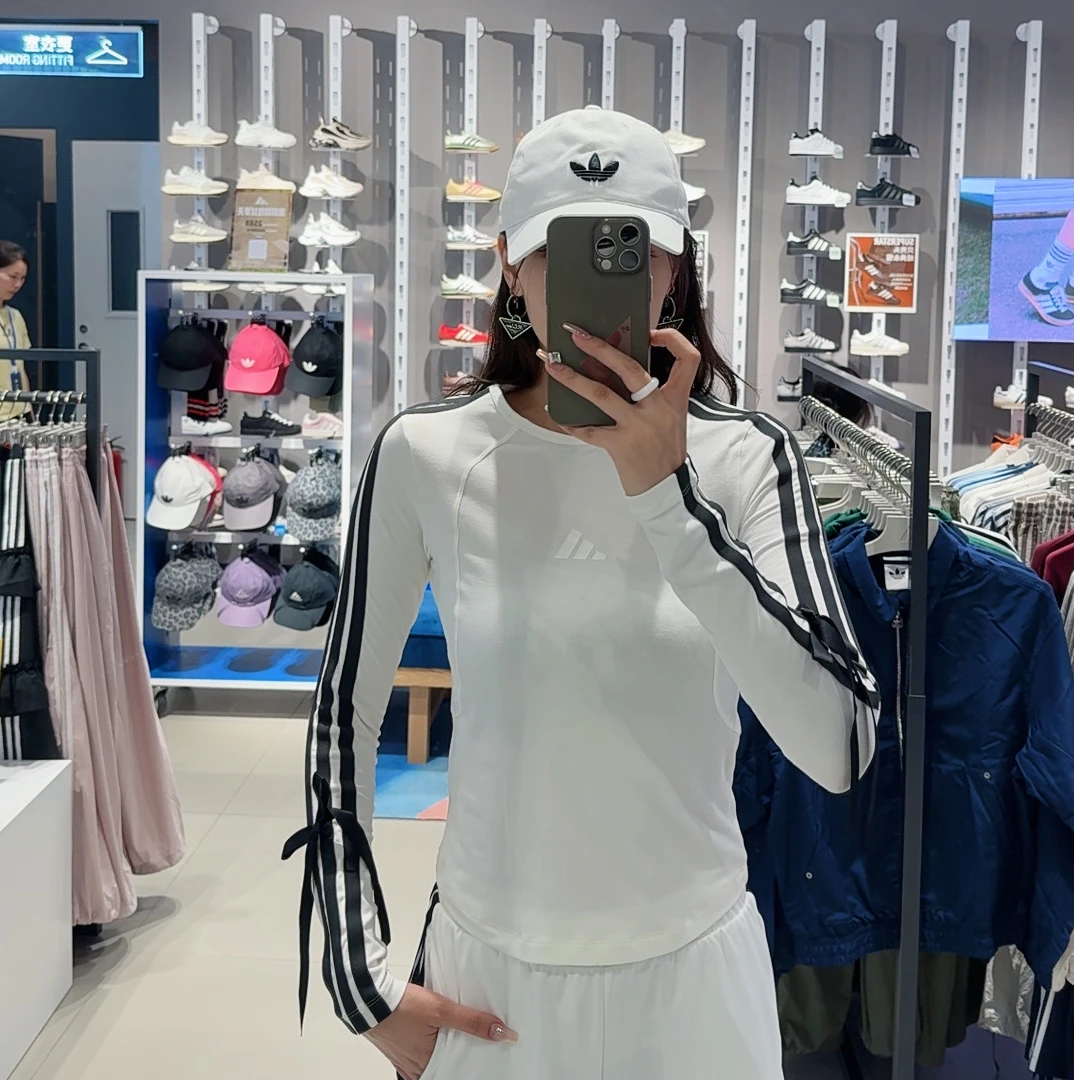 Adidas三叶草新款秋季条纹长袖 可拆卸蝴蝶结长袖T KG3861 KG3862