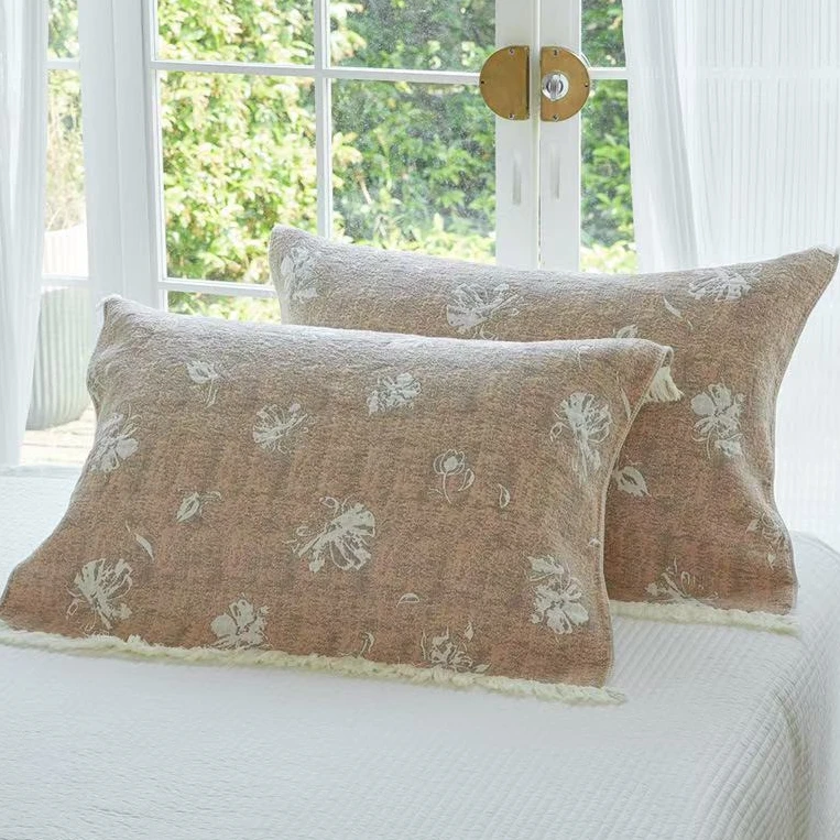 【樱花落枕巾】纯棉纱布枕巾大号高档纱布枕头巾全棉吸汗流苏款