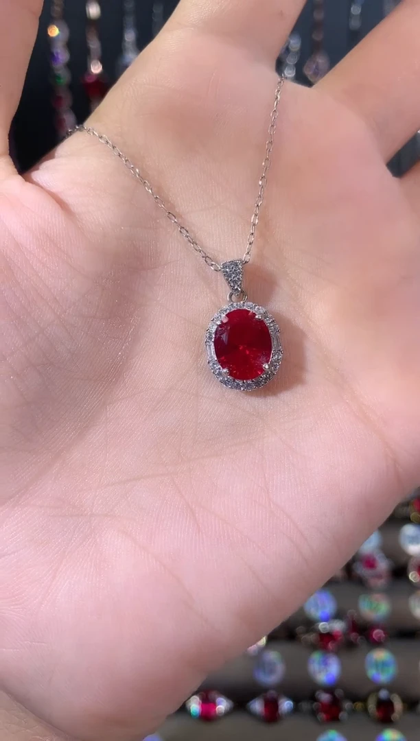 吊坠(赠链)银S925镶嵌红宝石810银色