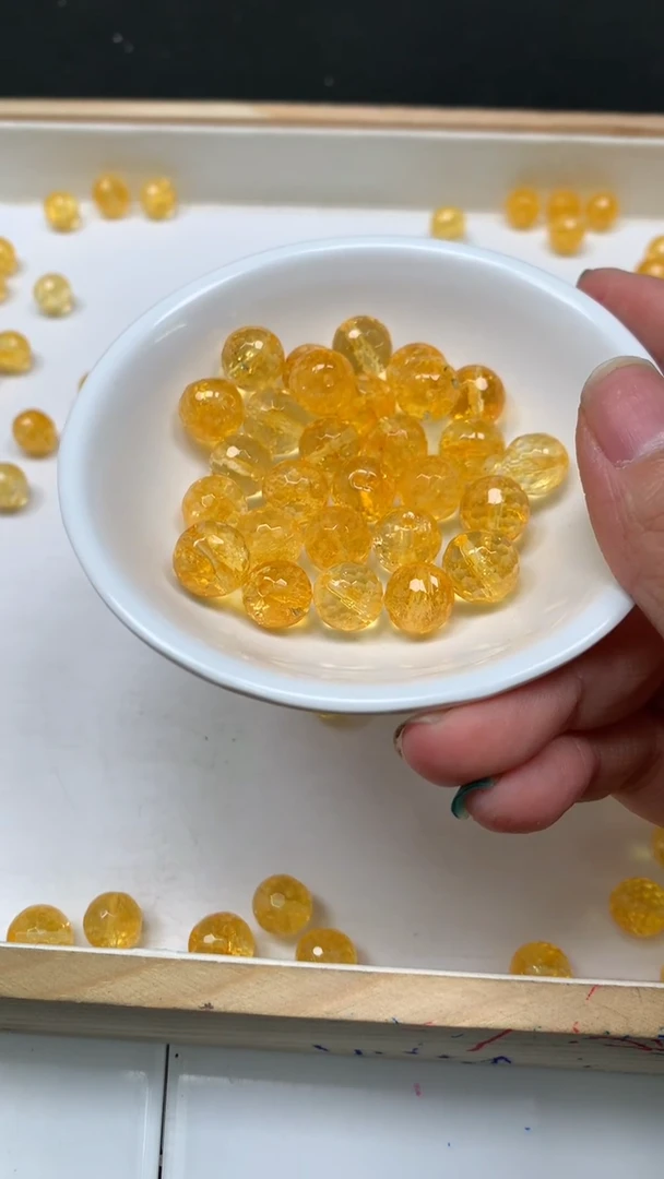 未镶嵌珠宝半成品水晶D836黄水晶切面10mm6个9.9元