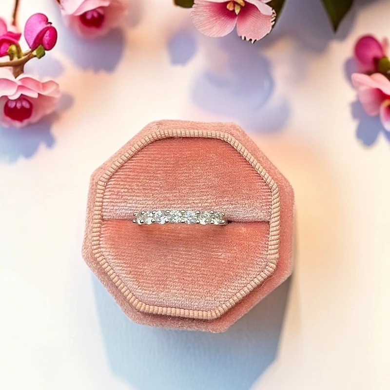 925银莫桑石戒指 七公主排戒.B